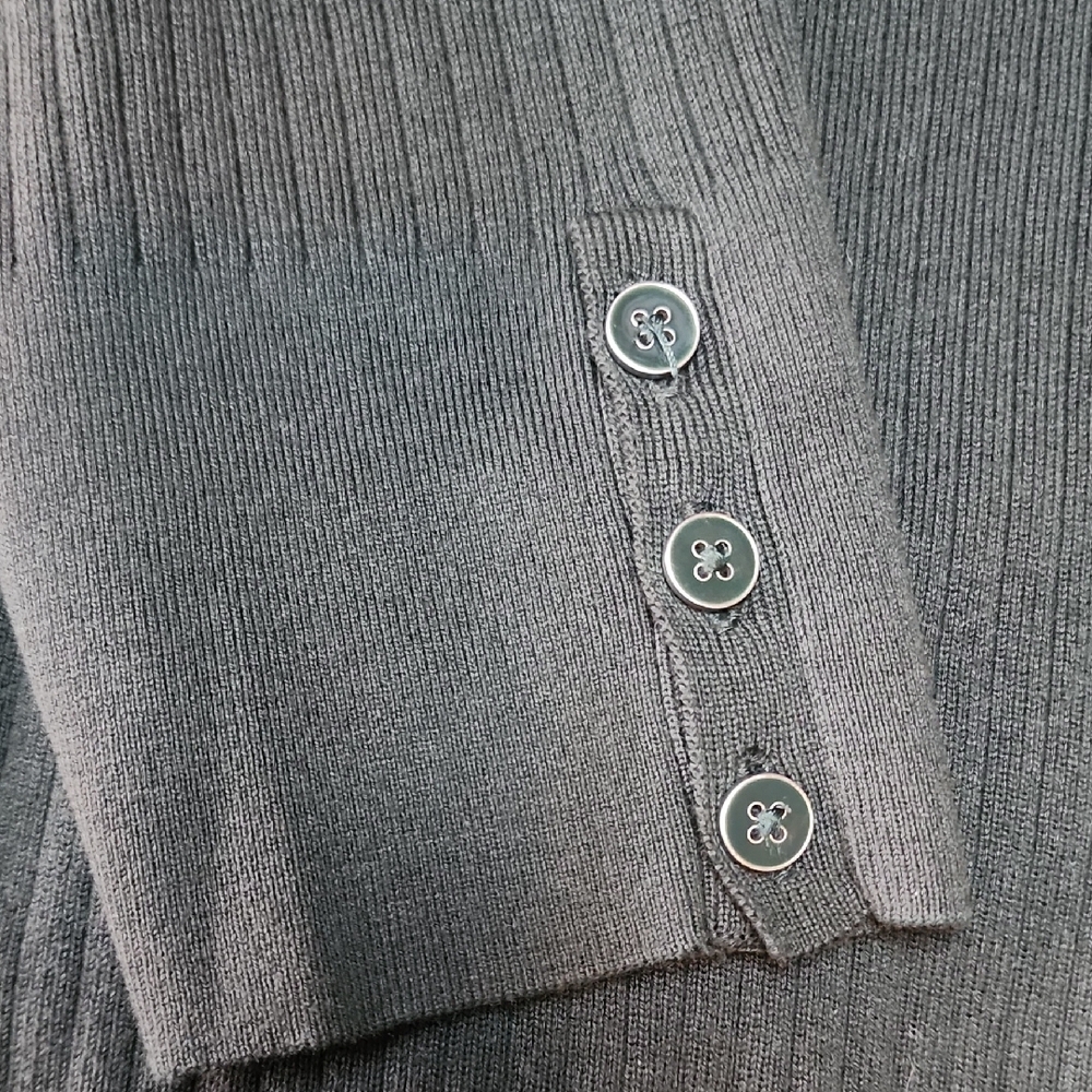 TALBOTS | Forest Green Longline Ribbed Duster Cardigan Open Front Plus | 1X - Picture 3 of 12
